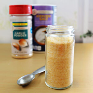 A jar of homemade garlic salt