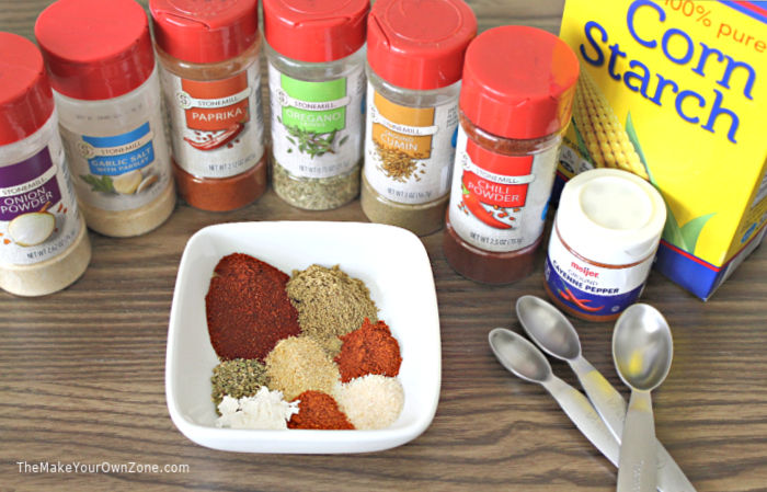 Spices used to make homemade taco seasoning