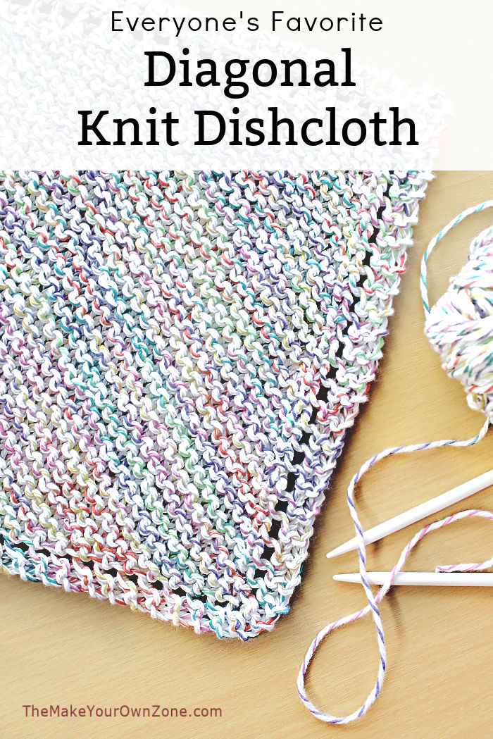 A homemade diagonal knit dishcloth