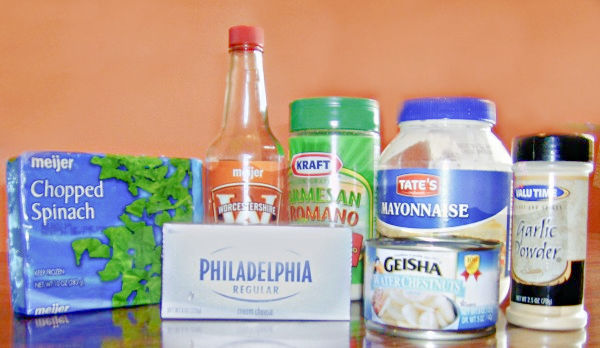 ingredients for homemade spinach dip