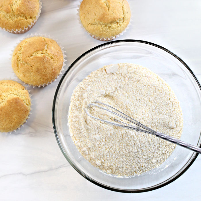 A bowl of homemade corn muffin mix