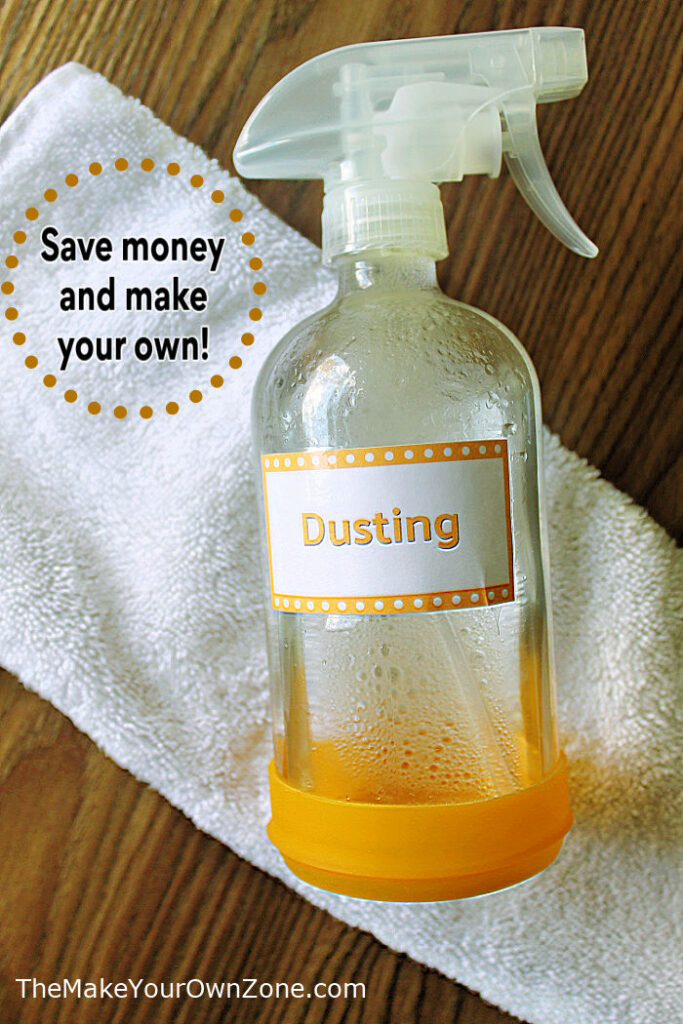 a bottle of DIY dusting spray