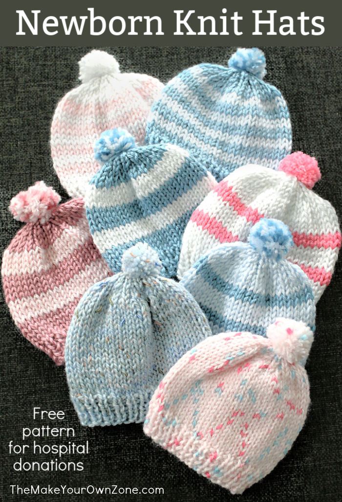 Newborn knit baby hats for charity