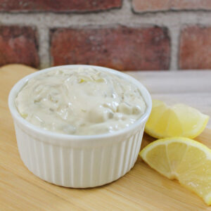 A bowl of homemade tartar sauce