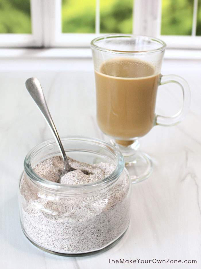 A homemade instant french vanilla coffee mix
