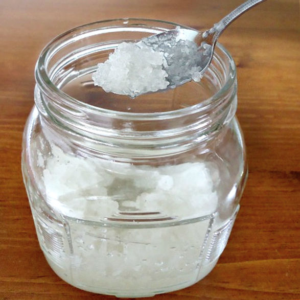 a jar of homemade body scrub