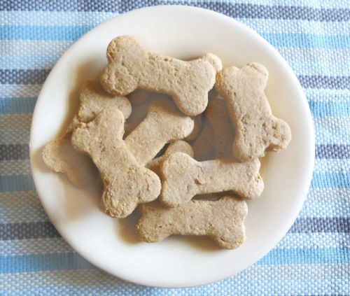 a plate of homemade dog biscuits