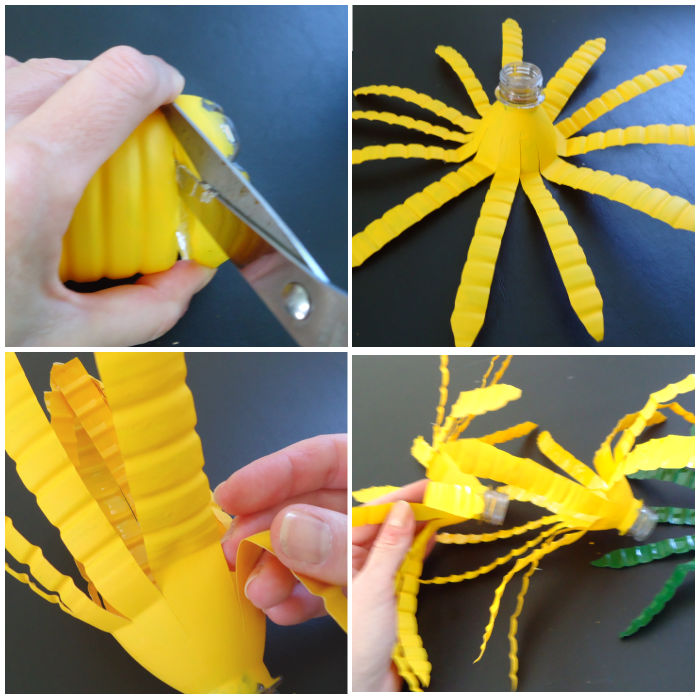 making water bottle sunflowers