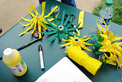 crtaft supplies to make sunflowers from water bottles