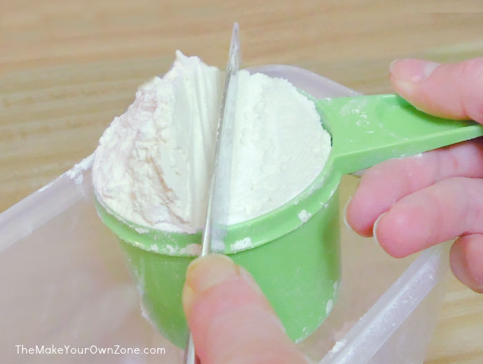 measuring flour for DIY self-rising flour