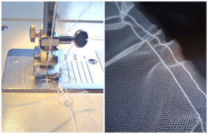 sewing a homemade wedding veil