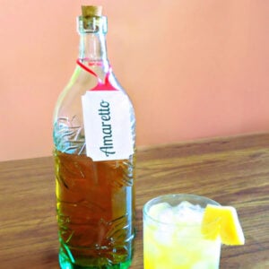 A bottle of homemade amaretto
