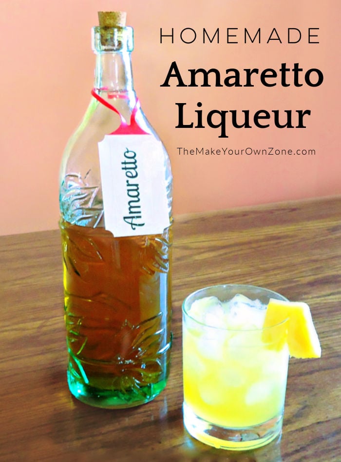 a bottle of homemade amaretto