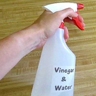 vinegar and water in a spray bottle for cleaning