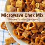 Homemade chex snack mix in a bowl