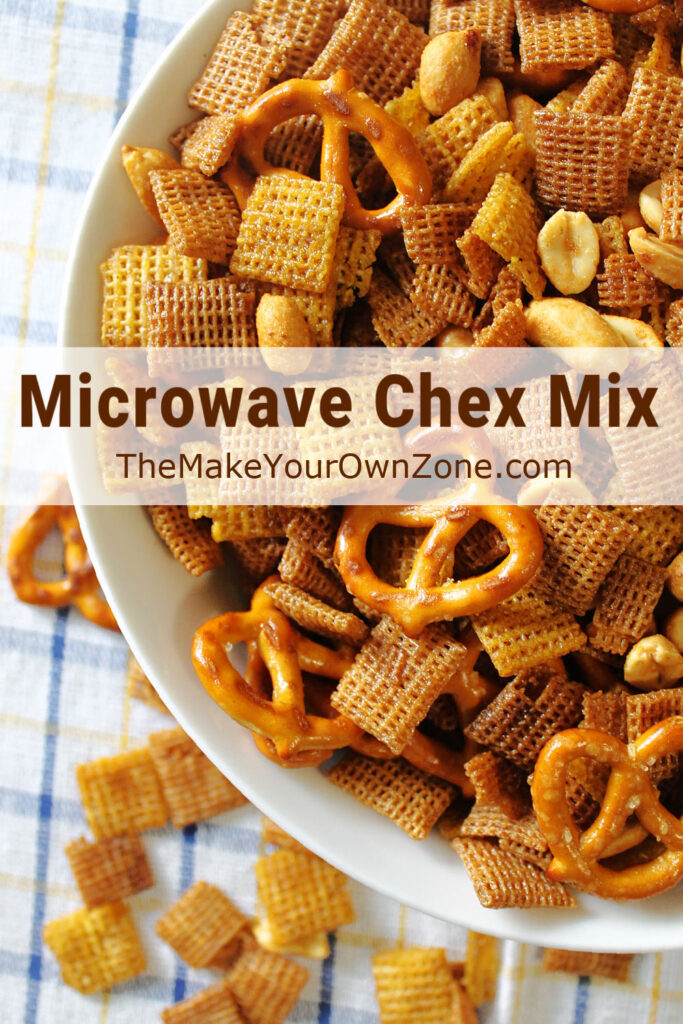 Homemade chex snack mix in a bowl