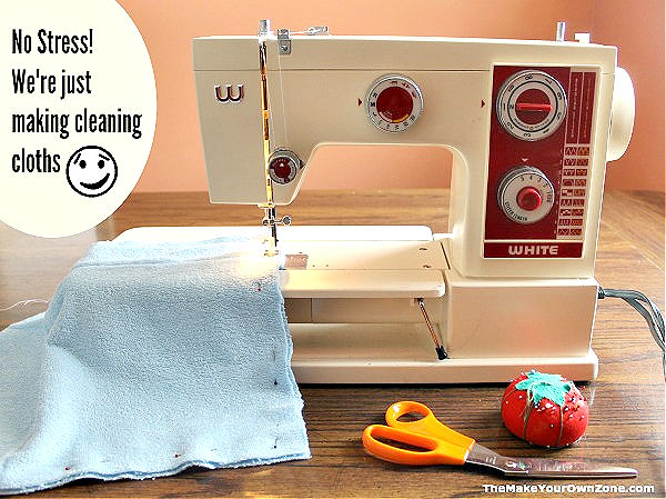 sewing homemade cleaning cloths