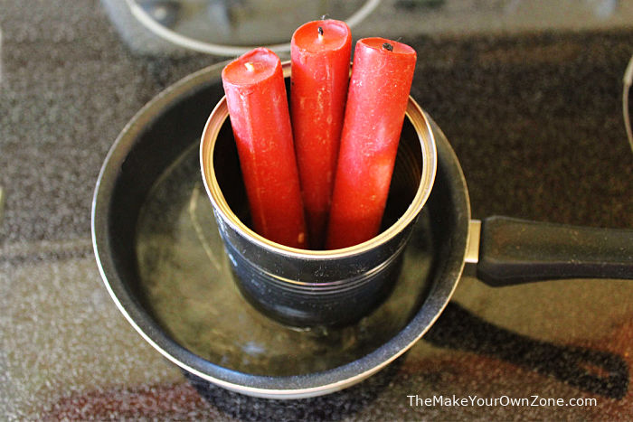 Melting old candles to make homemade fire starters