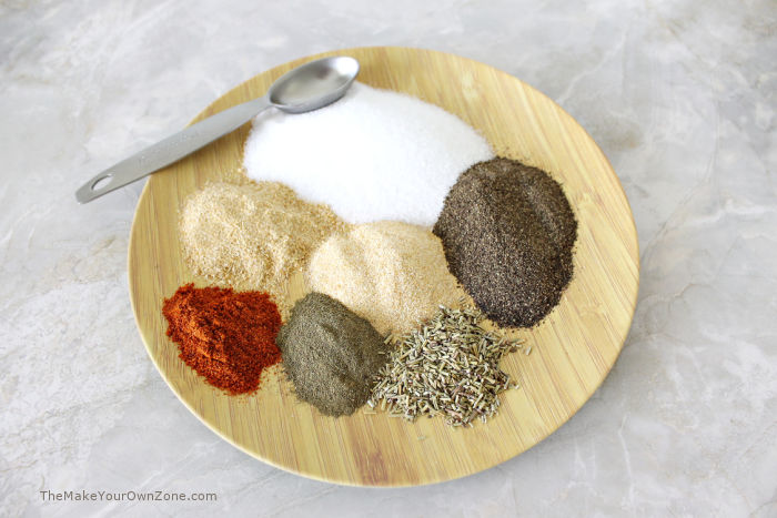 Montreal Steak seasoning 500 Spices measured out to make homemade Montreal seasoning