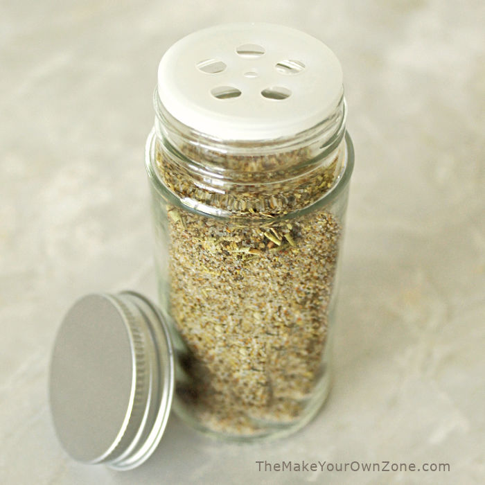 A jar of homemade Montreal steak seasoning blend