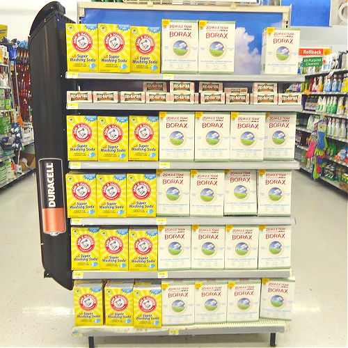 store display of ingredients to make homemade laundry soap