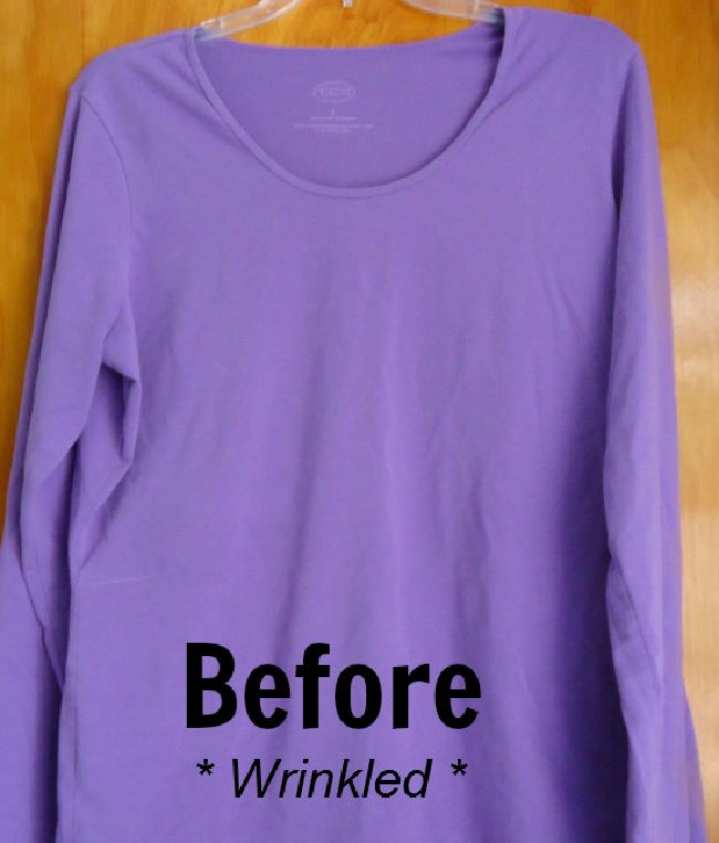 wrinkled shirt using DIY wrinkle releaser