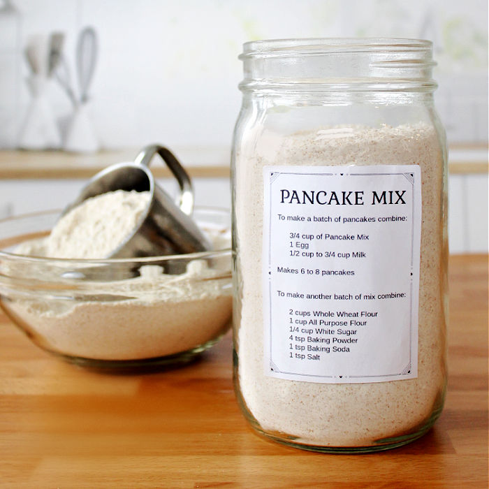 A jar of homemade pancake mix