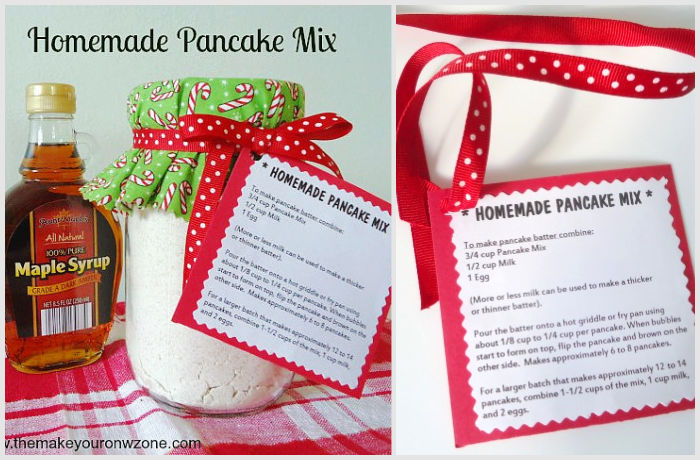 A Christmas gift jar of pancake mix
