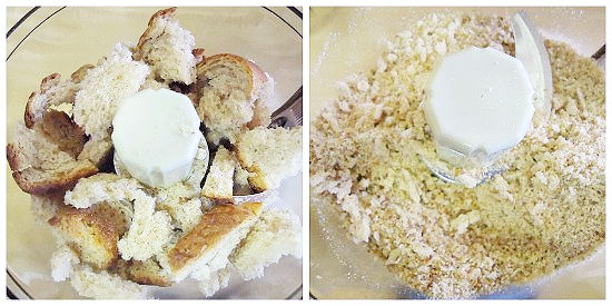 making homemade breadcrumbs in a food processor