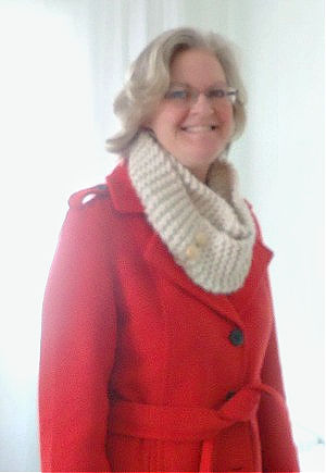 a hand knit infinity scarf