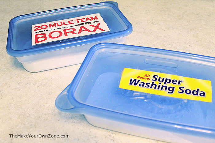 containers of borax and washing soda