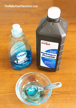 Homemade stain remover using Dawn dish soap and hydrogen peroxide