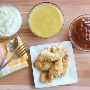 homemade chicken nuggets with sauce