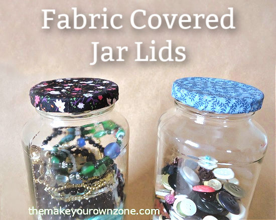 Two jars with fabric covered lids