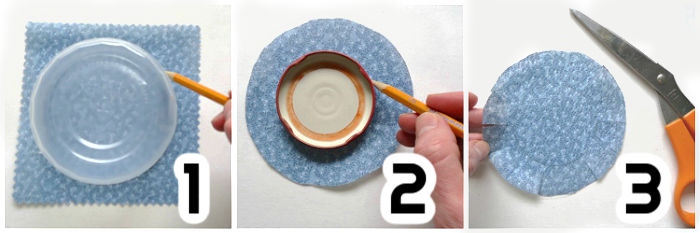 Covering jar lids with fabric