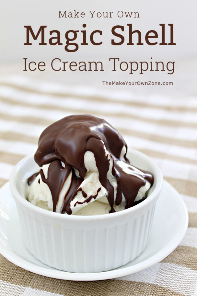 A bowl of ice cream with homemade magic shell topping
