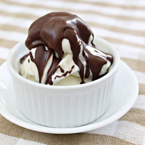 Ice cream wtih homemade Magic Shell topping