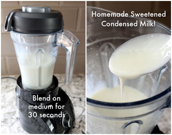 making homemade sweetened condensed milk in a blender