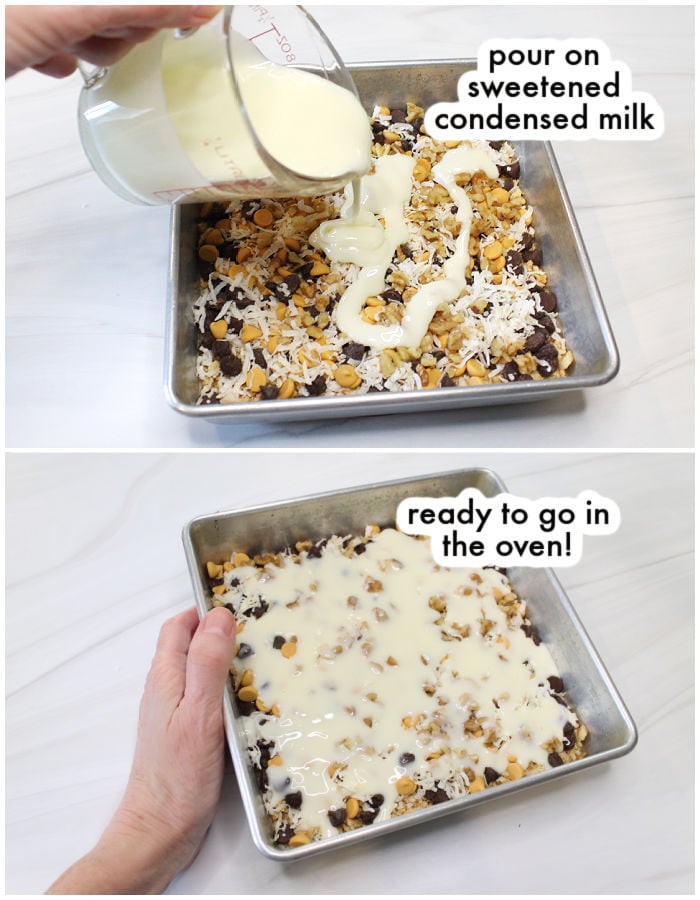 making homemade magic bars