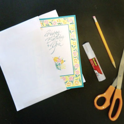A homemade greeting card envelope