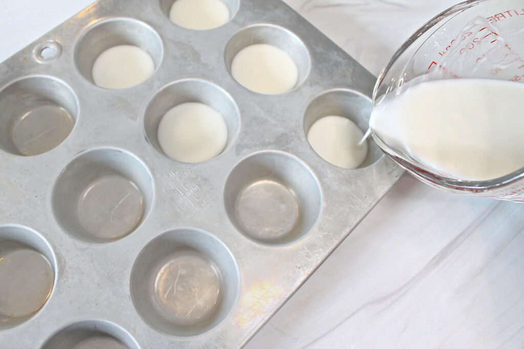 Making homemade watercolors in a mini muffin pan