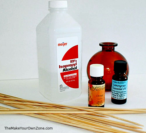 Ingredients to make homemade reed diffuser liquid