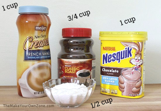 ingredients for homemade cappuccino mix