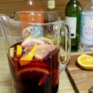 A pitcher of homemade sangria