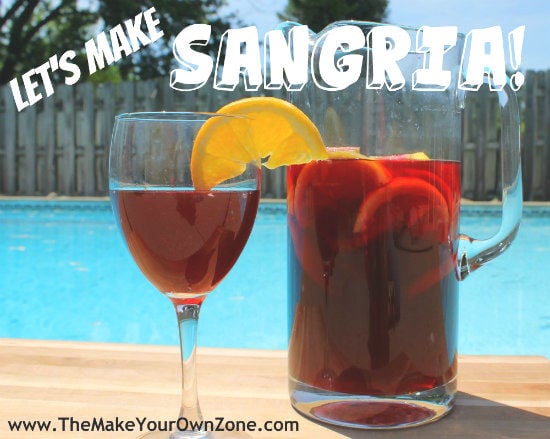 a pitcher and glass of homemade sangria