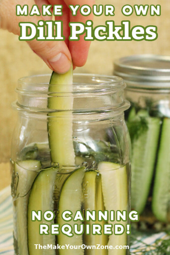 Taking a homemade dill pickle out of the jar