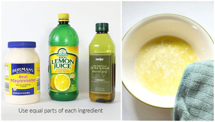 ingredients to make a mixture to restore dry wood