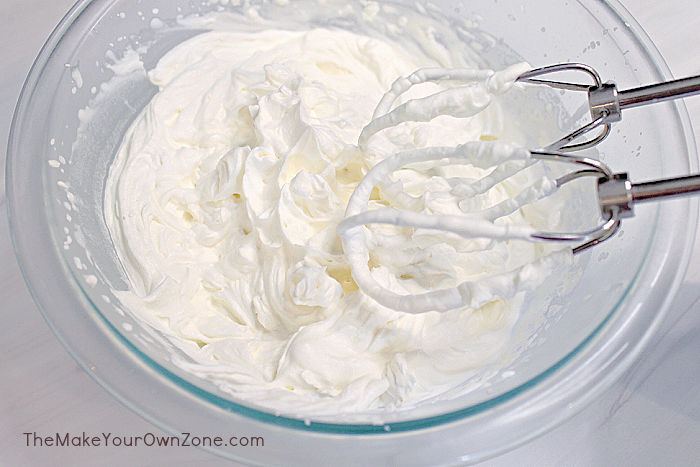 A mixing bowl of homemade whipped cream