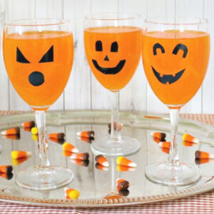 Halloween pumpkin face jack-o-lantern drinking glasses