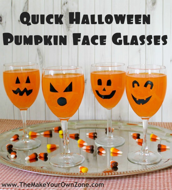 jack-o-lantern pumpkin face drinking glass decorations